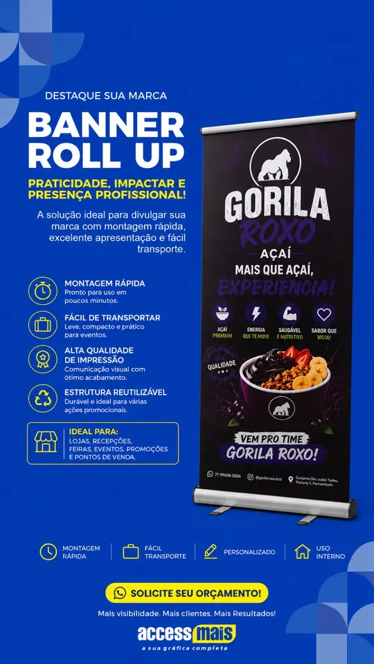 Banner roll up personalizado da Access Mais