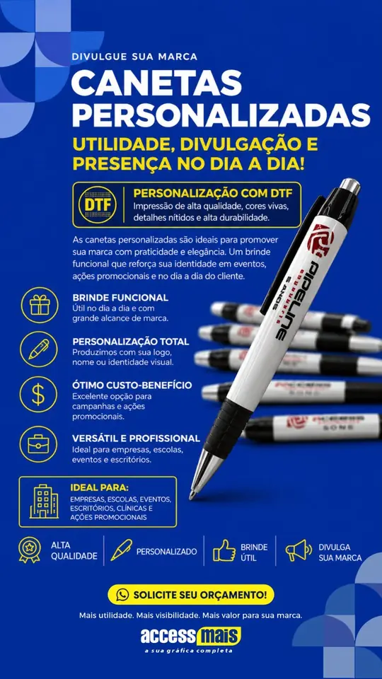 Canetas personalizadas personalizado da Access Mais