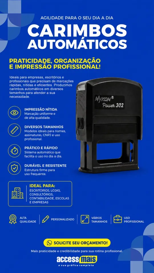 Carimbos automáticos personalizado da Access Mais