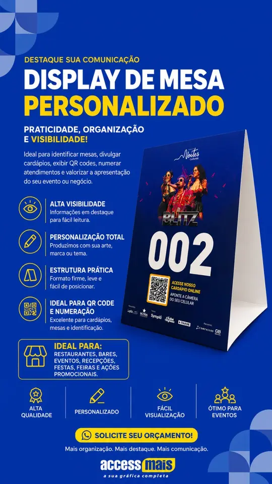 Display de mesa personalizado da Access Mais