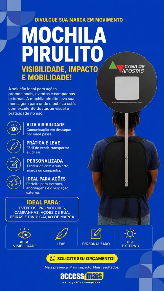 Mochila pirulito personalizado da Access Mais