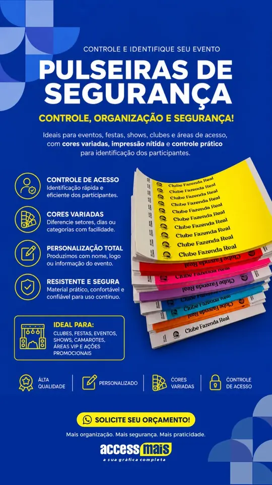Pulseiras de segurança personalizado da Access Mais